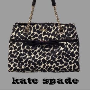 KATE SPADE Leopard Print Nylon Shoulder Bag, Patent Leather Trim  Pink Lining